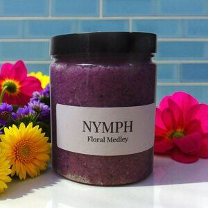 Sea Salt Body Scrub. Floral bouquet scent. Natural skin care.